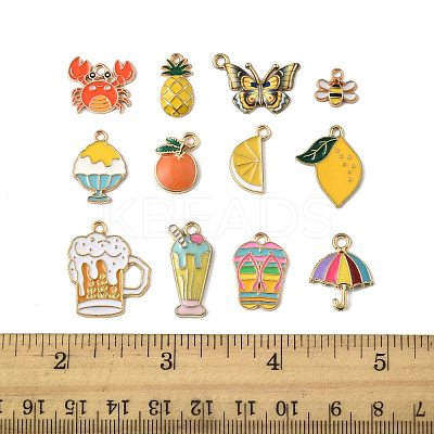 48Pcs 12 Styles Alloy Enamel Pendants ENAM-FS0003-51-1
