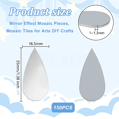 150Pcs Teardrop Glass Cabochons DIY-OC0001-39A-1