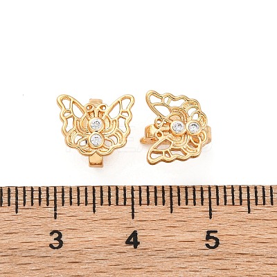 Brass Micro Pave Clear Cubic Zirconia Hook Clasps KK-H513-11G-1