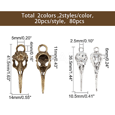80Pcs 4 Style Tibetan Style Alloy Pendants FIND-AR0001-93-1