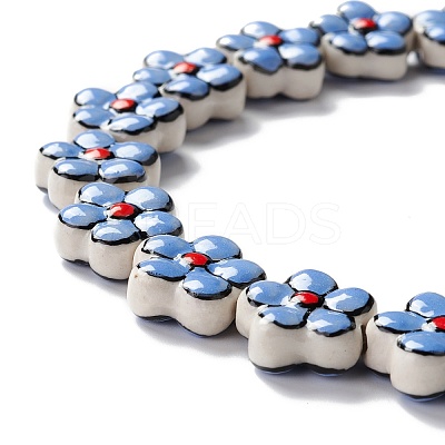Handmade Porcelain Flower Beads Strands PORC-F003-01B-1