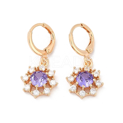 Brass Micro Pave Cubic Zirconia Leverback Earrings EJEW-K300-06G-1