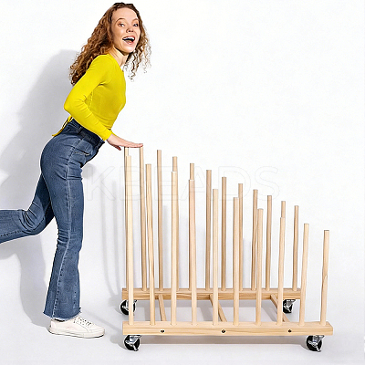 Wood Portable Easel Storage Rack for Artwork AJEW-WH0596-840-1