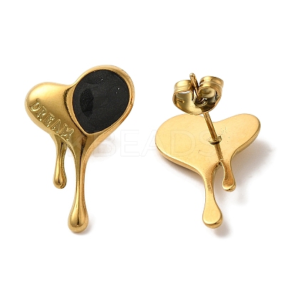 Ion Plating(IP) 304 Stainless Steel Heart Stud Earrings EJEW-C114-18G-01-1