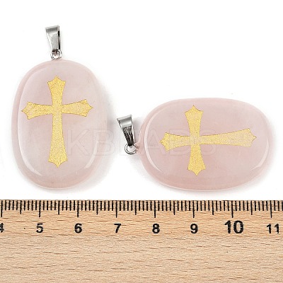 Natural Rose Quartz Pendants G-S392-01D-1