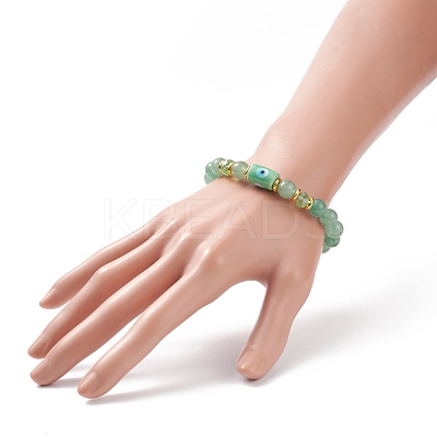 Gemstone Round Beaded Stretch Bracelet BJEW-JB08633-1