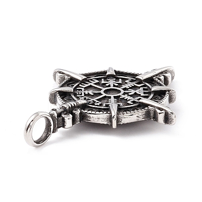 Tibetan Style 304 Stainless Steel Pendants STAS-P305-30AS-1