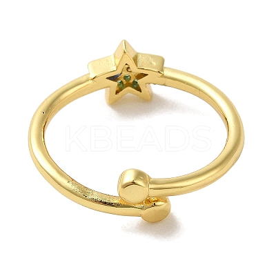 Rack Plating Brass Micro Pave Cubic Zirconia Cuff Rings RJEW-H228-05G-03-1