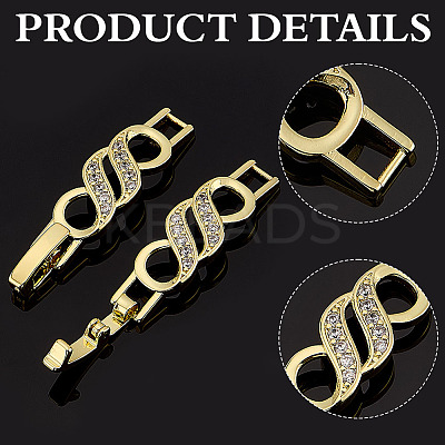 8Pcs 2 Styles Rack Plating Brass Micro Pave Clear Cubic Zirconia Watch Band Clasps ZIRC-ME0001-03-1