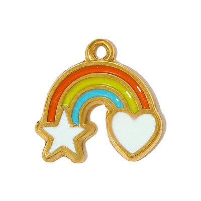 304 Stainless Steel Enamel Pendants STAS-OY005-26G-1