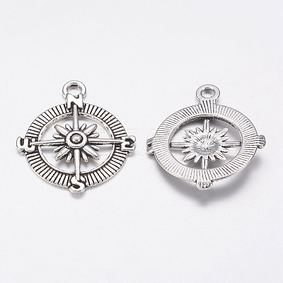 Tibetan Style Alloy Compass Pendants LS-TIBEP-S272-AS-FF-1