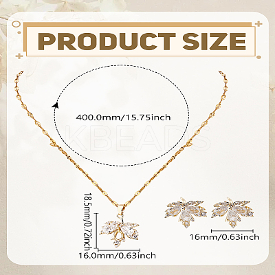 Maple Leaf Brass Clear Cubic Zirconia
Necklace & Stud Earring Sets SJEW-LP0001-49-1