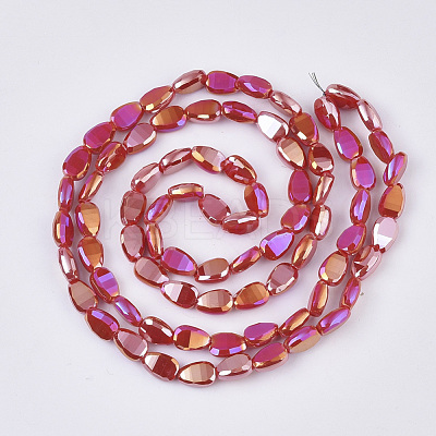 Electroplate Opaque Solid Color Glass Beads Strands EGLA-T020-02A-1