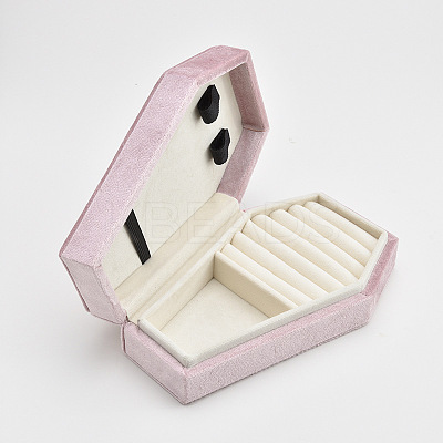 Coffin Shaped Velvet Jewelry Storage Boxes DARK-PW0001-116F-1
