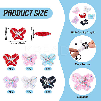 6Pcs 6 Colors Opaque Acrlyic Sparkling Rhinestones Beads SACR-TA0001-51-1