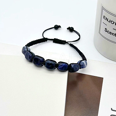 Natural Sodalite Cuboid Beaded Braided Bead Bracelets FS-WGE3E5A-08-1