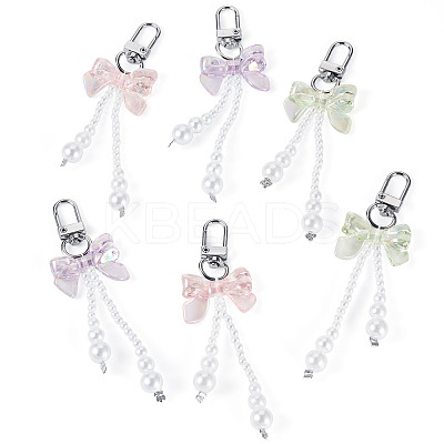 6Pcs 3 Colors ABS Plastic Imitation Pearl Pendant Decorations AJEW-TA0002-30-1