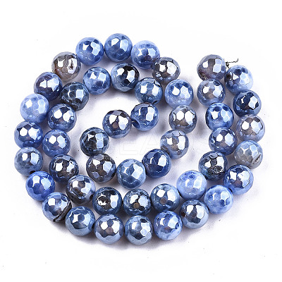Electroplate Natural Agate Beads Strands LS-G-T131-54G-1