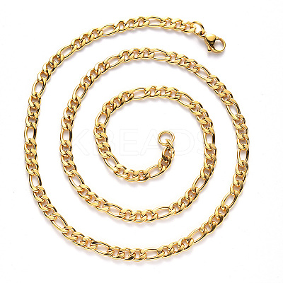 PVD Vacuum Plating 304 Stainless Steel Figaro Chain Necklaces NJEW-S420-003B-G-1