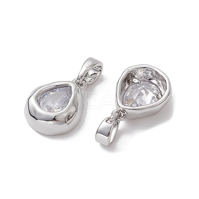 Brass Micro Pave Clear Cubic Zirconia Charms KK-K360-14P-1