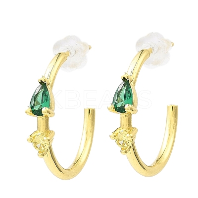 Real 18K Gold Plated Brass Ring Stud Earrings EJEW-L270-10G-1