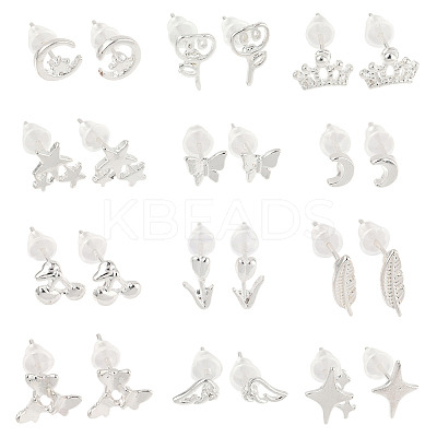 12Pairs 12 Styles Alloy Stud Earrings EJEW-FS0001-29-1
