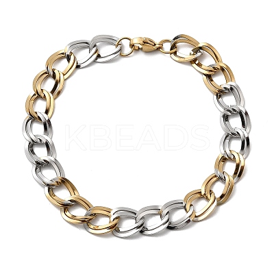 304 Stainless Steel Cuban Link Chain Bracelets for Women BJEW-D377-01C-1