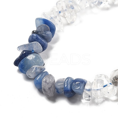 Natural Quartz Crystal & Blue Aventurine(Dyed & Heated) Beads Strands G-L610-A28-01-1