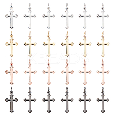 24Pcs 4 Colors Brass Pendants KK-PH0003-77-1