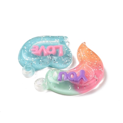 Gradient Color Translucent Resin Pendants RESI-G048-01G-1