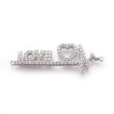 Brass Micro Pave Cubic Zirconia Links KK-O109-09C-1