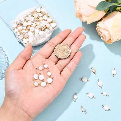 100Pcs 2 Styles AB Color Plated Natural Freshwater Shell Connector Charms PALLOY-YW00119-1