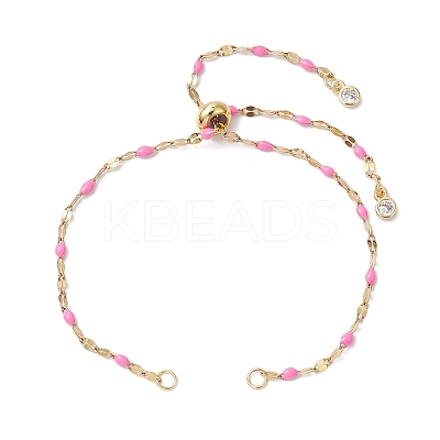 304 Stainless Steel Enamel Dapped Chains Slider Bracelets Making AJEW-JB01293-04-1