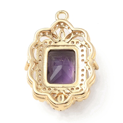 Brass with K9 Glass & Rhinestone Pendants KK-C024-07KCG-01-1