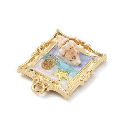 Alloy Enamel with Natural Conch Pendants FIND-G089-01G-1