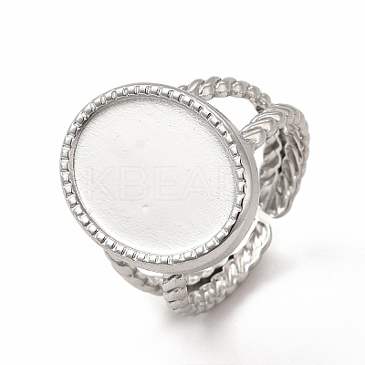 Non-Tarnish 304 Stainless Steel Open Cuff Ring Settings X-RJEW-B027-29P-1