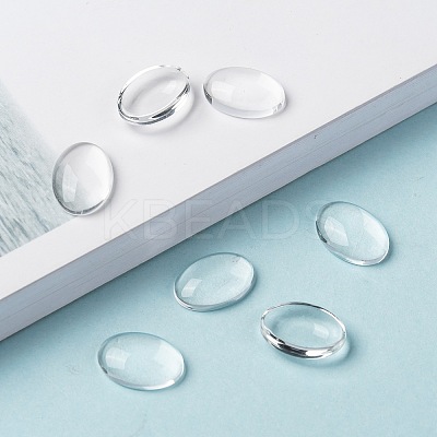 (Old Sku: GGLA-G010)Transparent Oval Glass Cabochons GGLA-R022-14x10-1