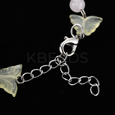 Butterfly Natural New Jade Beaded Bracelets for Girl Women BJEW-S145-002A-1
