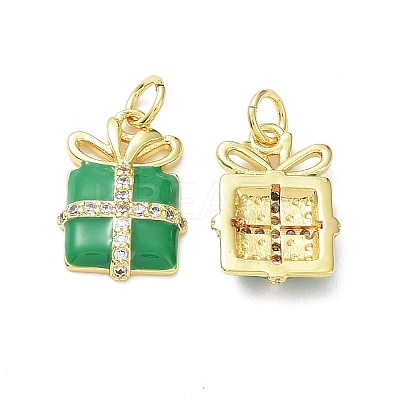 Brass with Clear Cubic Zirconia Enamel Pendants KK-G469-04G-1
