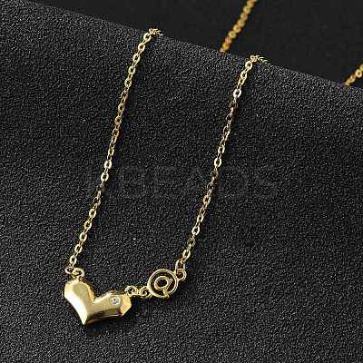 925 Sterling Silver Pave Clear Cubic Zirconia Heart Pendant Necklaces for Women NJEW-D315-04G-1