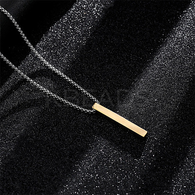 Cuboid 201 Stainless Steel Pendant Necklaces for Men FS-WGBE4EC-02-1