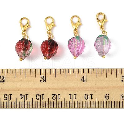 4Pcs 2 Styles Handmade Lampwork Strawberry Pendant Decorations HJEW-FS00041-01-1