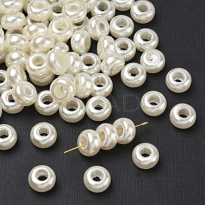 ABS Plastic Imitation Pearl Rondelle Large Hole European Beads MACR-S256-A41-1