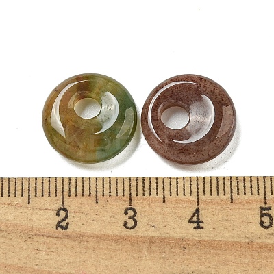 Natural Indian Agate Donut/Pi Disc Charms G-G142-02R-1