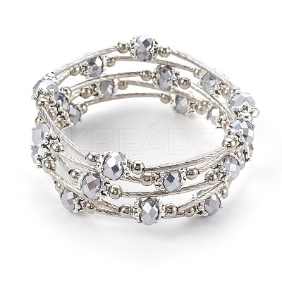 Electroplate Glass Wrap Bracelets BJEW-JB04018-01-1