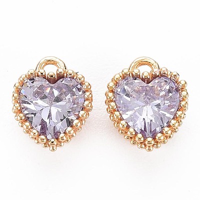 Brass Micro Pave Cubic Zirconia Charms KK-S356-773G-1