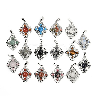 Natural & Synthetic Mixed Gemstone Pendants G-Z077-01P-1