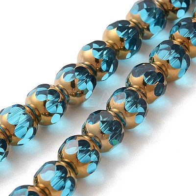 Transparent Electroplate Glass Beads Strands GLAA-G098-01-1