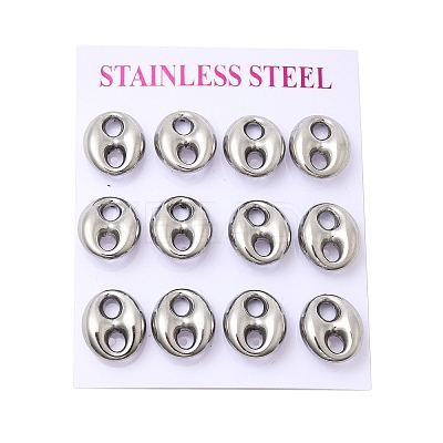 6 Pairs 304 Stainless Steel Stud Earrings EJEW-P340-02P-1