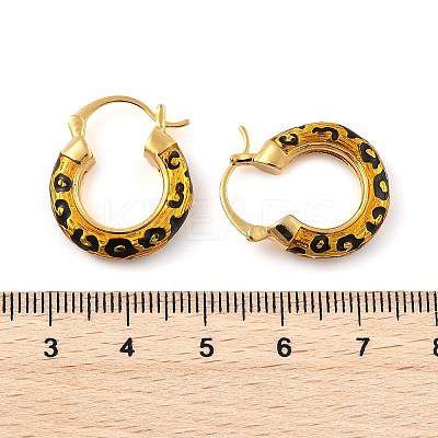 Leopard Print Brass Enamel Hoop Earrings for Women EJEW-U055-11B-G-1